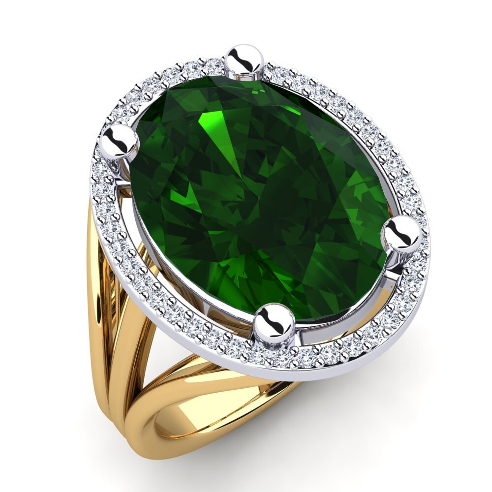 9ct Yellow & White Gold Green Tourmaline Ring Malison