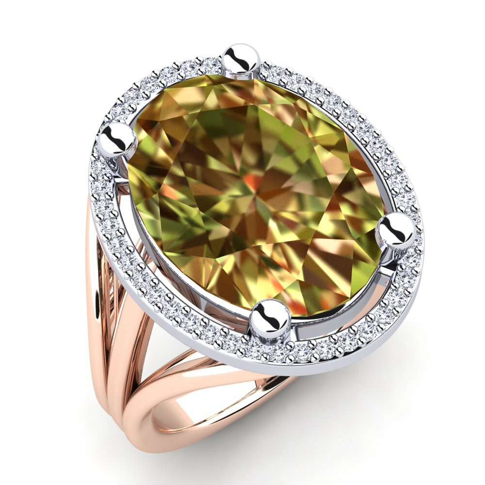Or Rose& Blanc 14k Pierre de Sultan Bague Malison