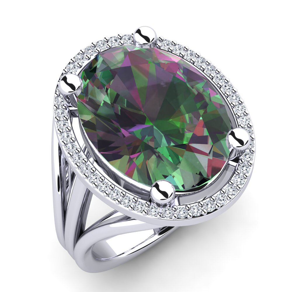 18ct White Gold Mystic Topaz Ring Malison
