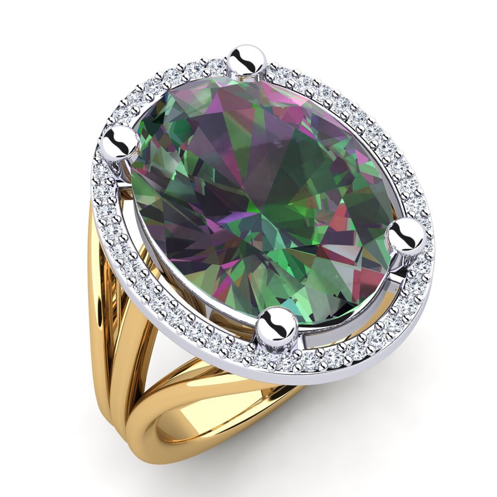9ct Yellow & White Gold Mystic Topaz Ring Malison