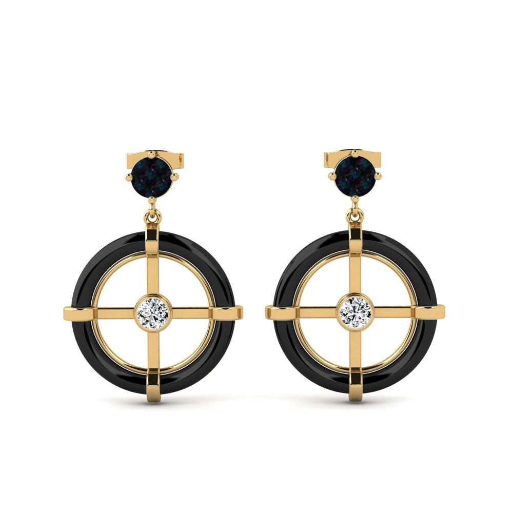 Round Black Opal Women's Earring Mallon