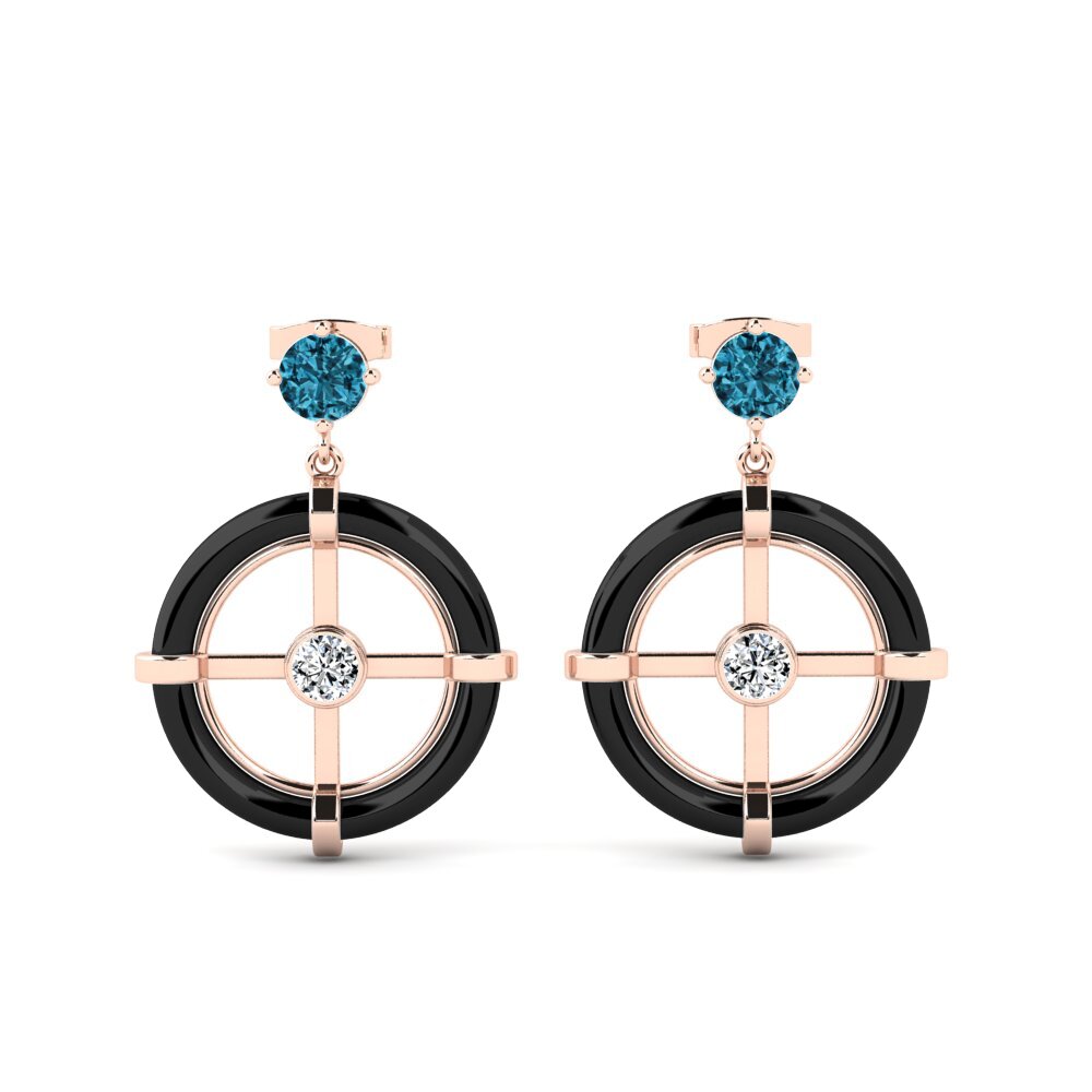 9ct Rose Gold Blue Zircon Women's Earring Mallon