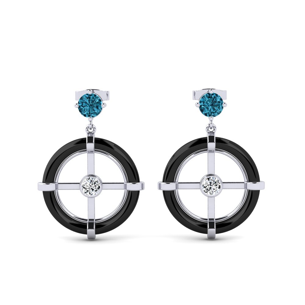 White Silver Blue Zircon Women's Earring Mallon