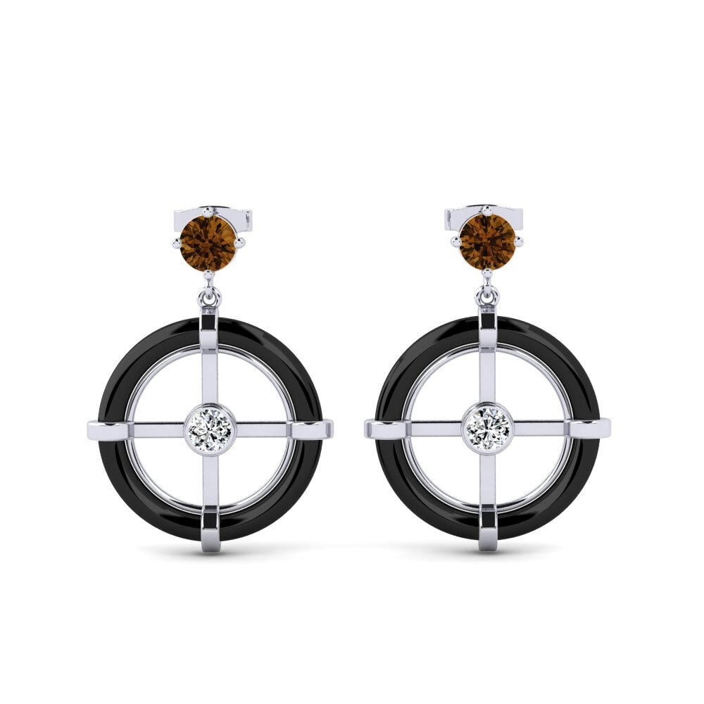 White Silver Brown Zircon Women's Earring Mallon