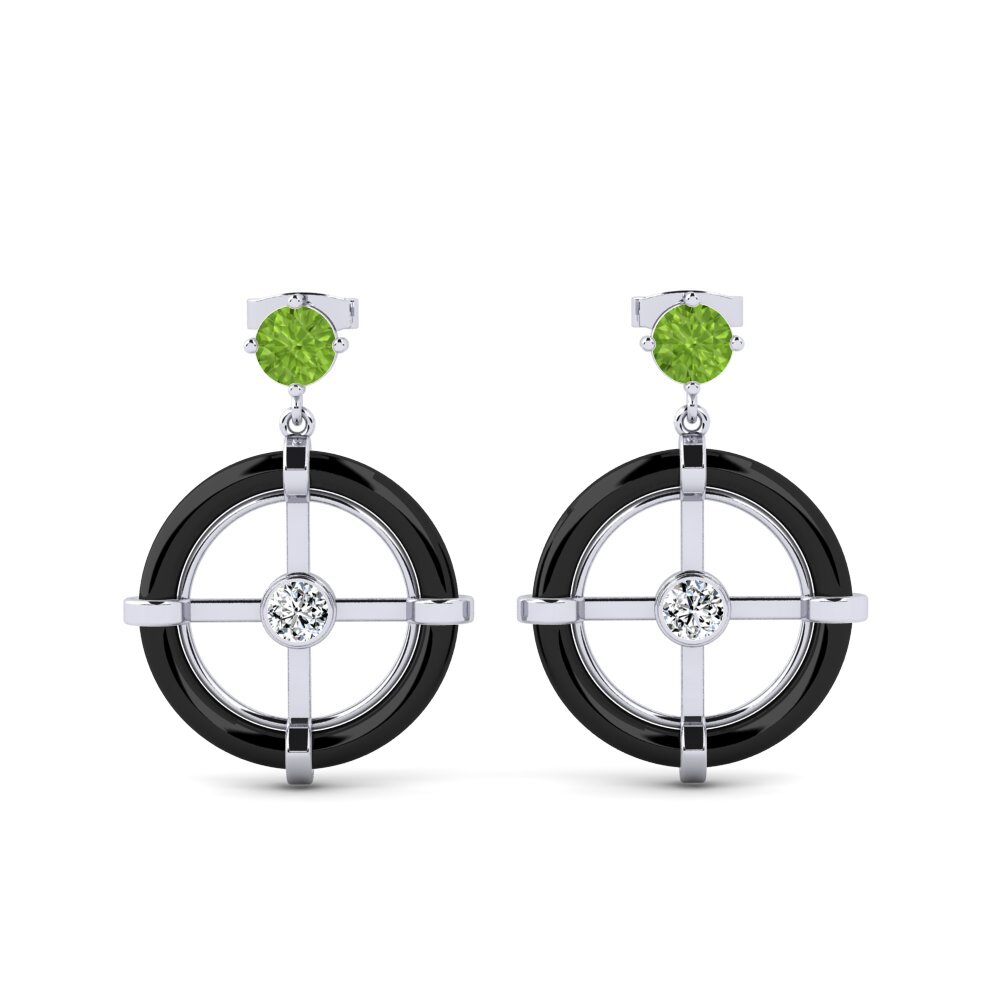 18ct White Gold Peridot Women's Earring Mallon