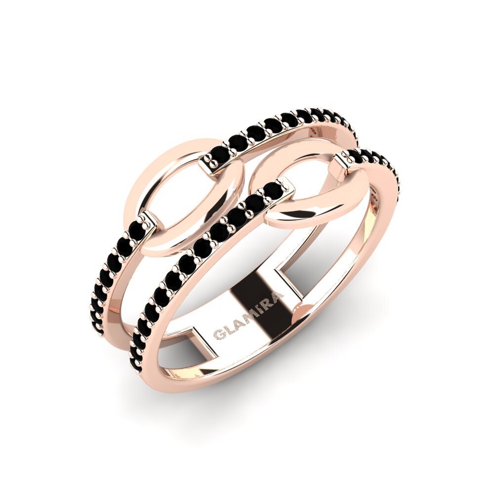 14k Oro Rosa Ónix Negro Anillo Maloto