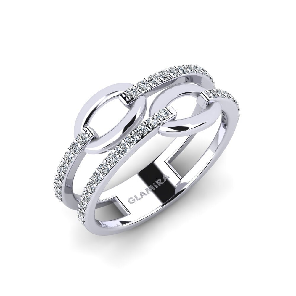 14k Oro Blanco Circonita Anillo Maloto