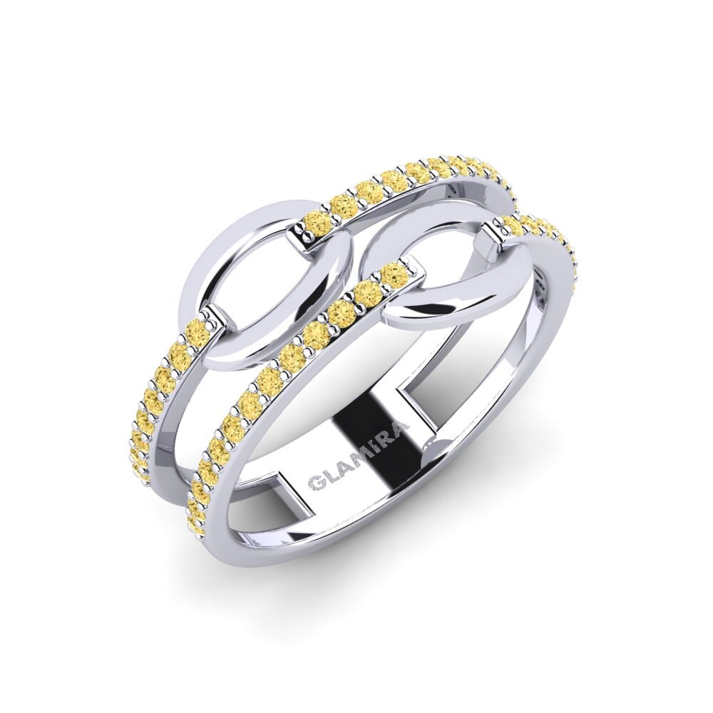 Plata 925 Diamante Amarillo Anillo Maloto