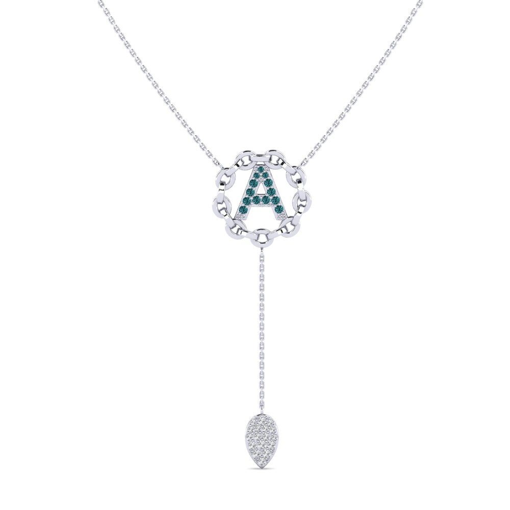 Weißgold 375 Blauer Diamant Damen halskette Maluwa - A