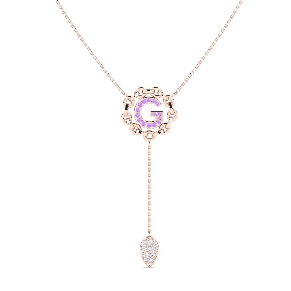 Rotgold 585 Amethyst Damen halskette Maluwa - G