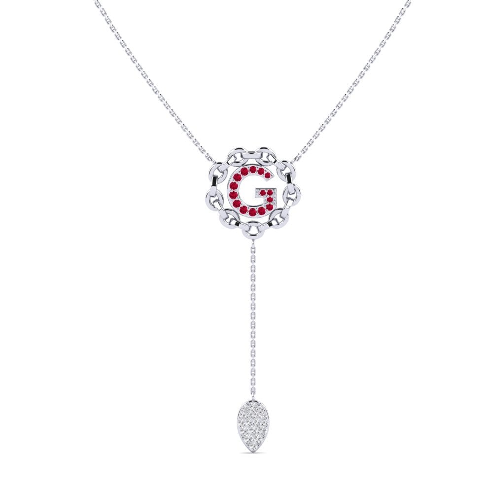 950 Palladium Rubin Damen halskette Maluwa - G