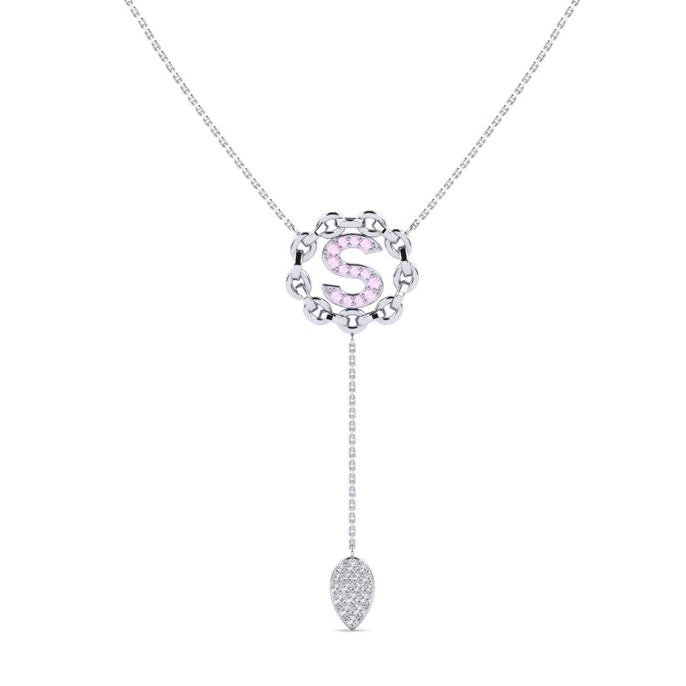 950 Platin Rosa Saphir Damen halskette Maluwa - S
