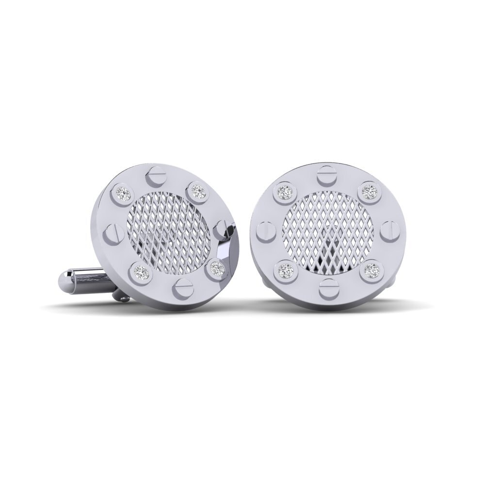 Boutons De Manchette L’Opticien – Blanc, Acier, Marque Charles Le Jeune, Neuf Sous Blister