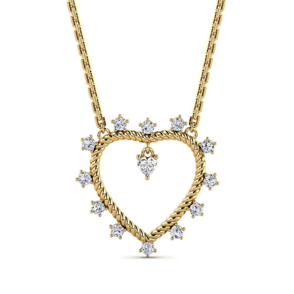 Pendentif Cœur En Or Jaune 14K/585 2,60gr Avec Zircones - Occasion