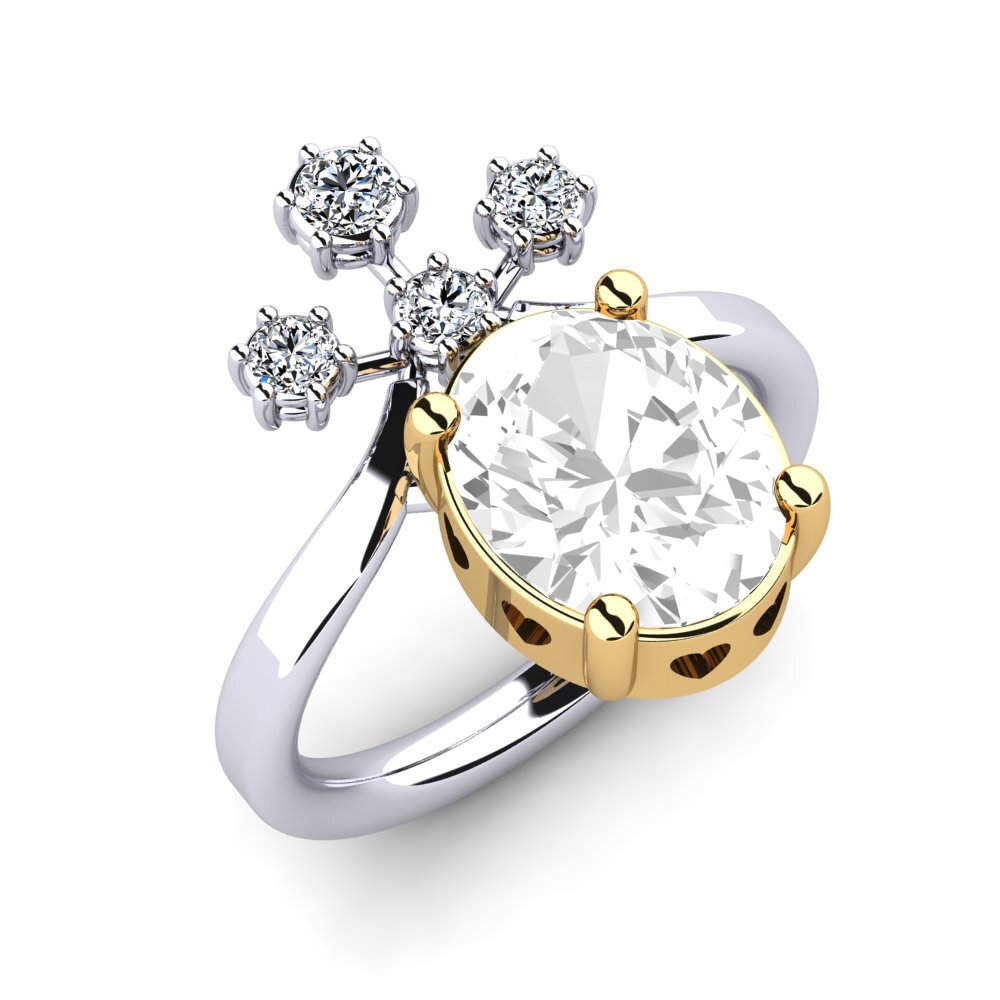 14K White & Yellow Gold White Topaz Engagement Ring Mamellia