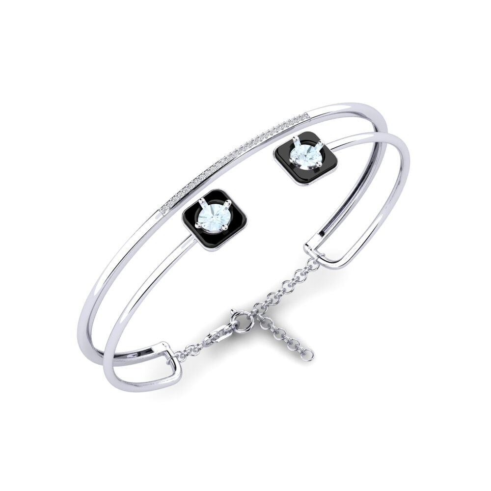 White Silver Aquamarine Women's Bracelet Mamira