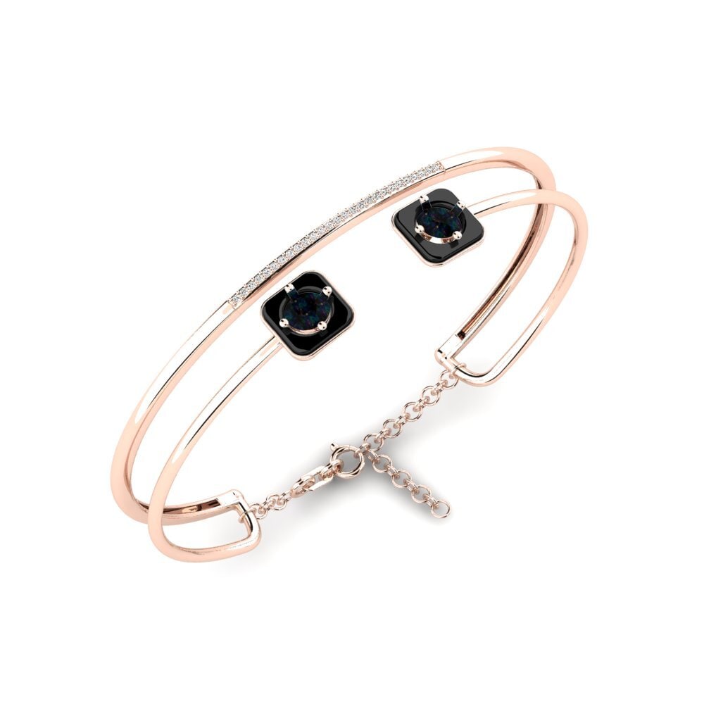 14k Oro Rosa Opalo Negro Pulsera de Mujer Mamira