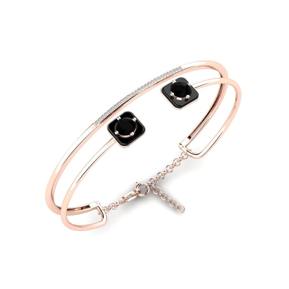 14k Oro Rosa Diamante Negro Pulsera de Mujer Mamira