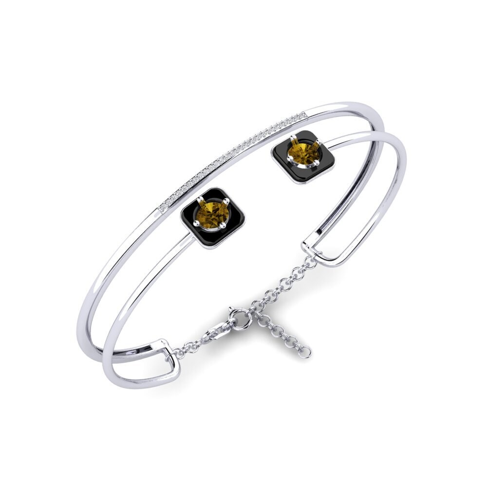 White Silver Brown Zircon Women's Bracelet Mamira