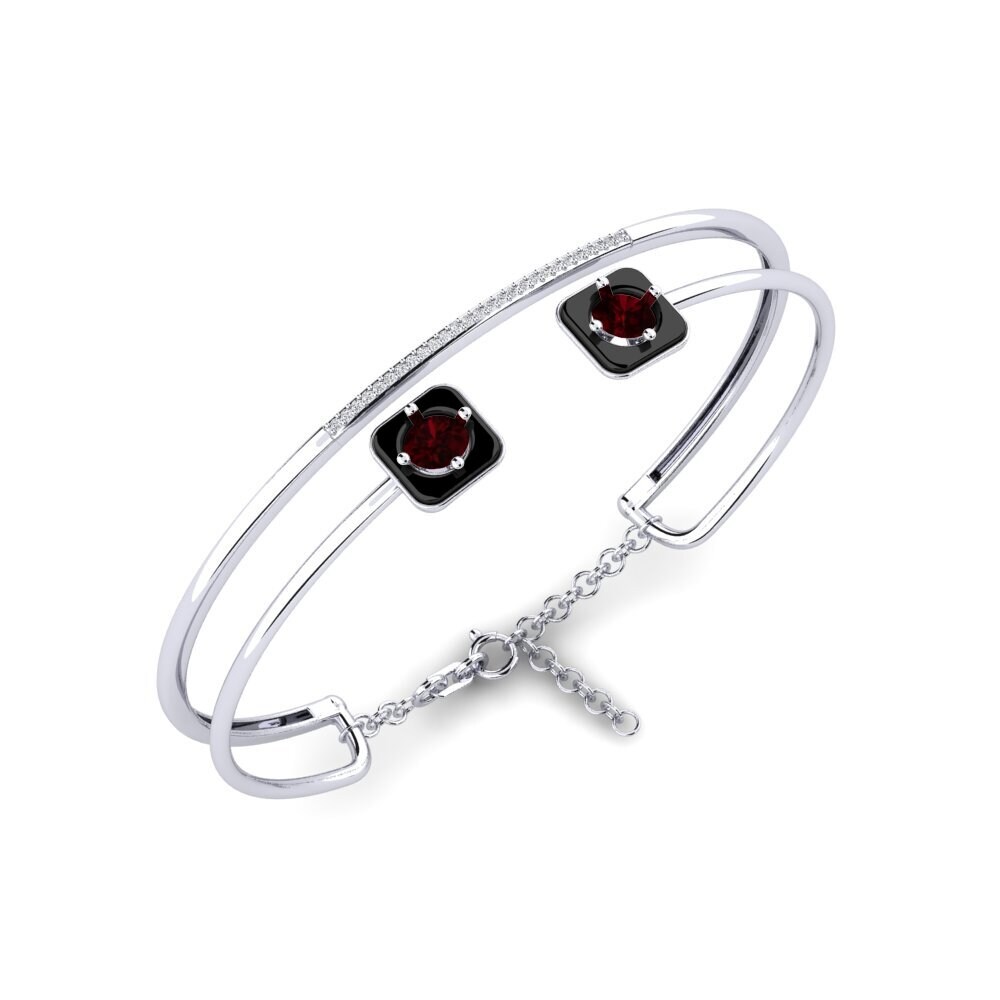 14ct White Gold Garnet Women's Bracelet Mamira