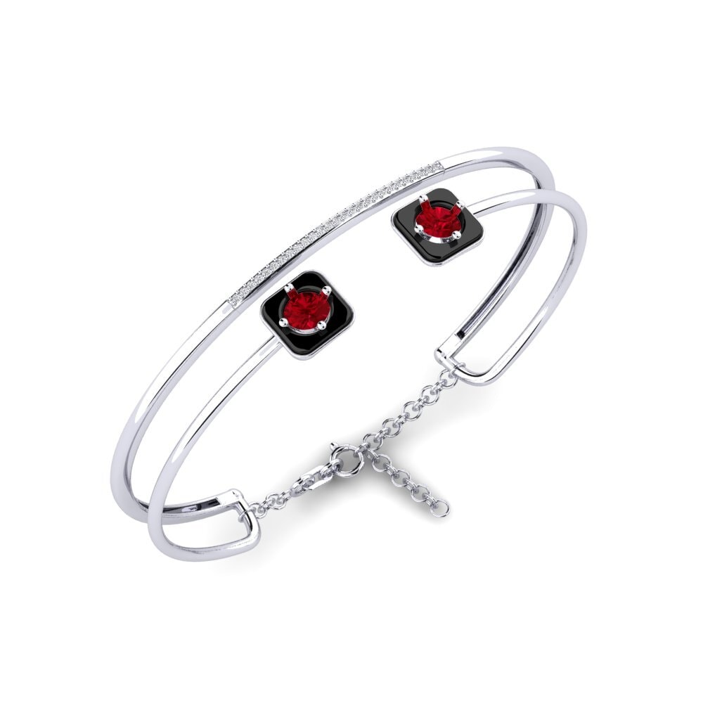 White Silver Red Zirconia Women's Bracelet Mamira