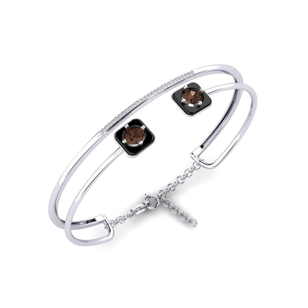 White Silver Smoky Quartz Women's Bracelet Mamira