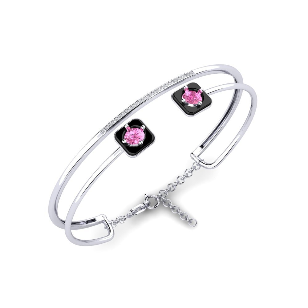 14ct White Gold Pink Topaz Women's Bracelet Mamira