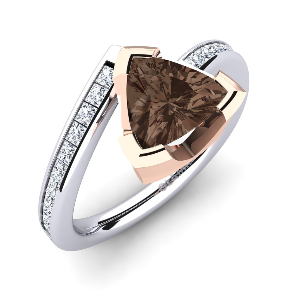 9ct White & Rose Gold Smoky Quartz Engagement Ring Manarela