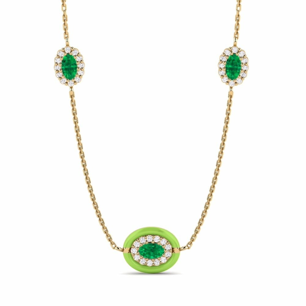 Station Joy Necklaces Manassa 585 Yellow Gold Emerald