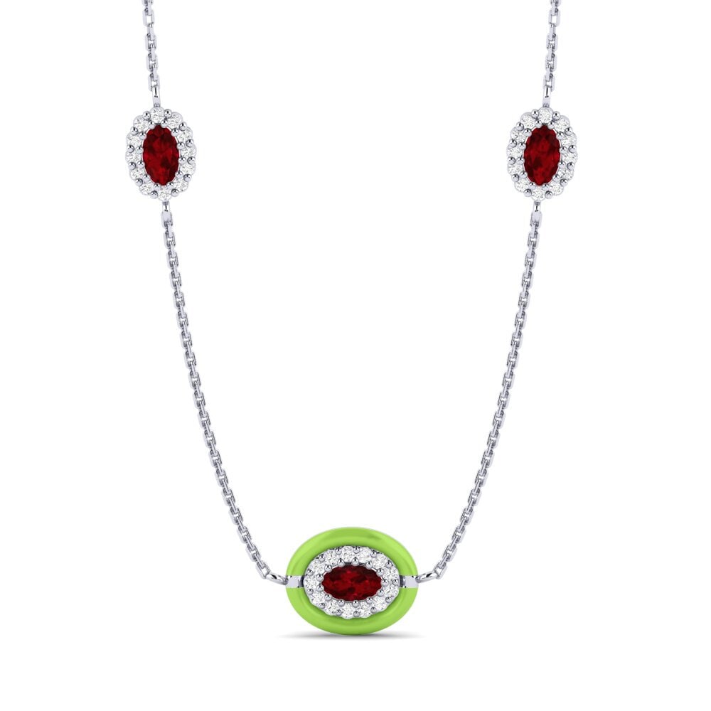 White Silver Ruby Women's Necklace Manassa