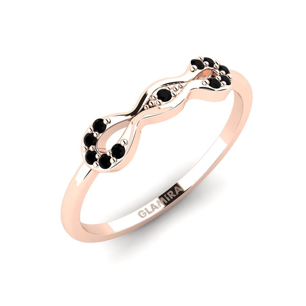 14k Oro Rosa Ónix Negro Anillo apilable Manchy