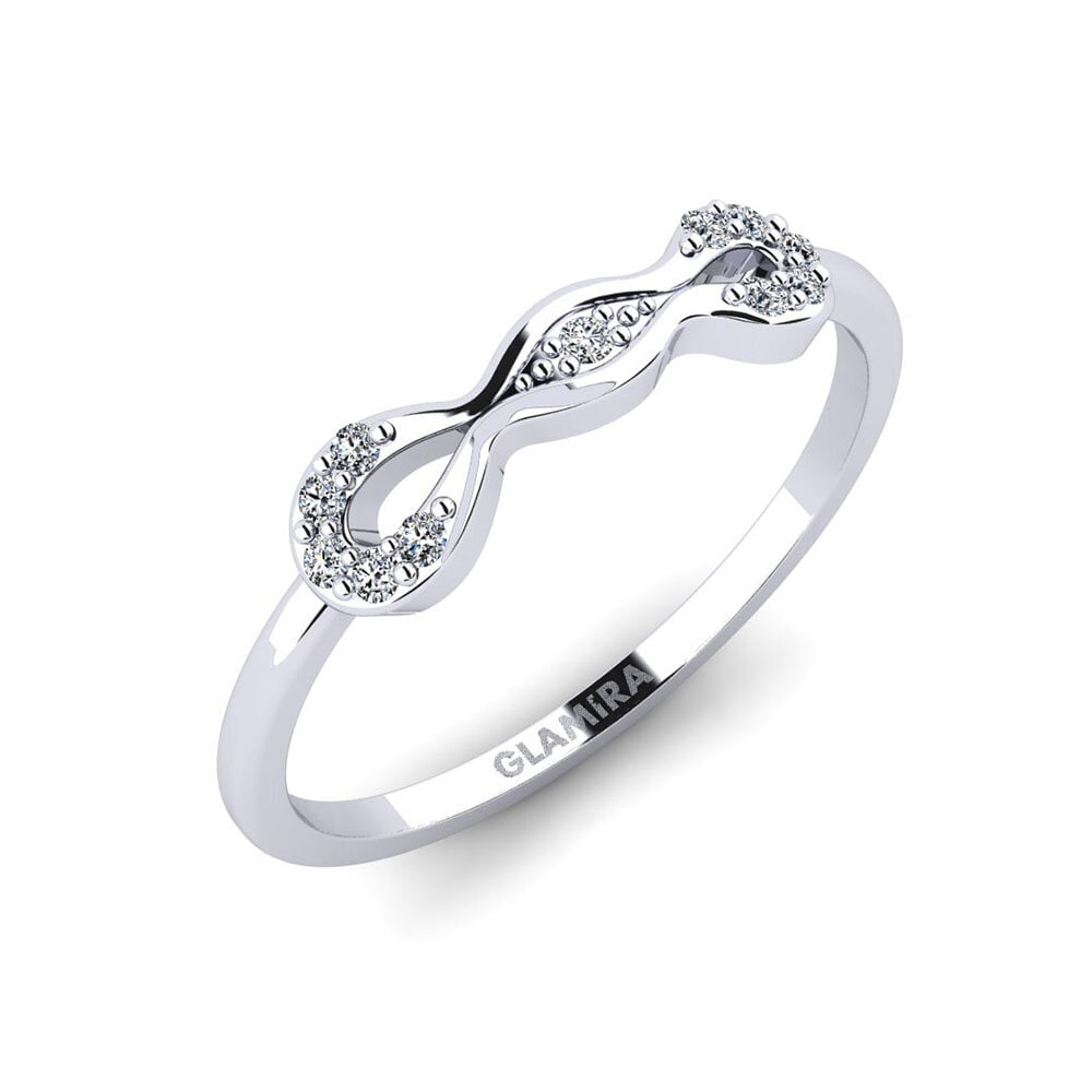 14k Oro Blanco Circonita Anillo apilable Manchy