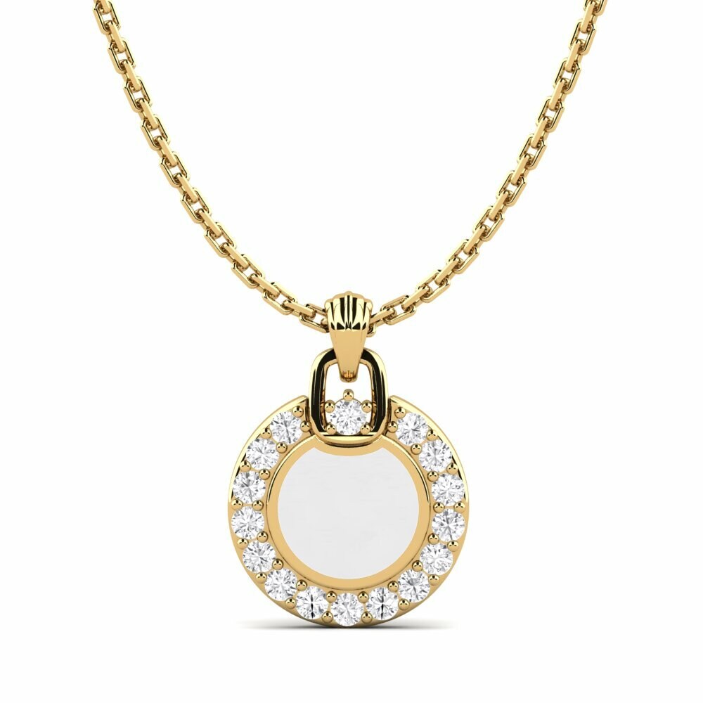 Vàng 9K Đá Sapphire Trắng Mặt dây chuyền nữ Mandat