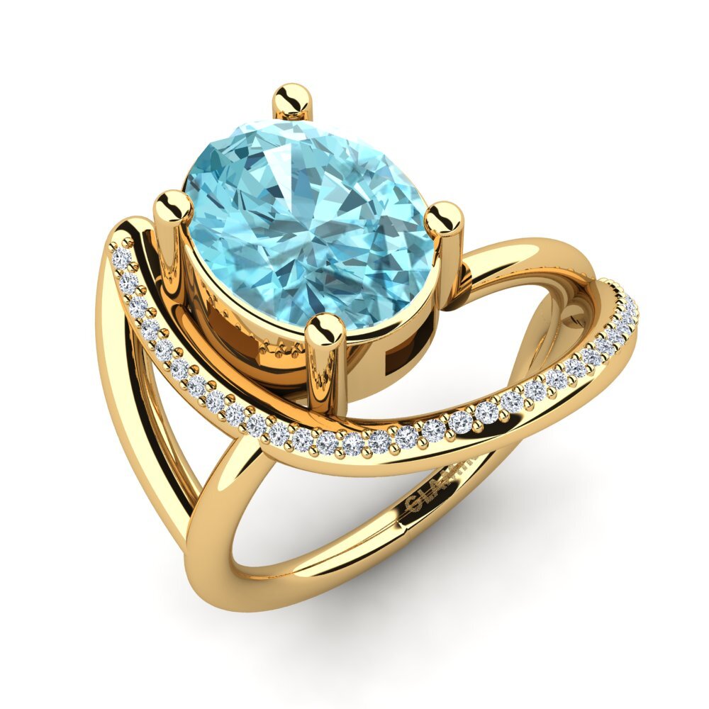 Blue Zircon Engagement Ring Mandria