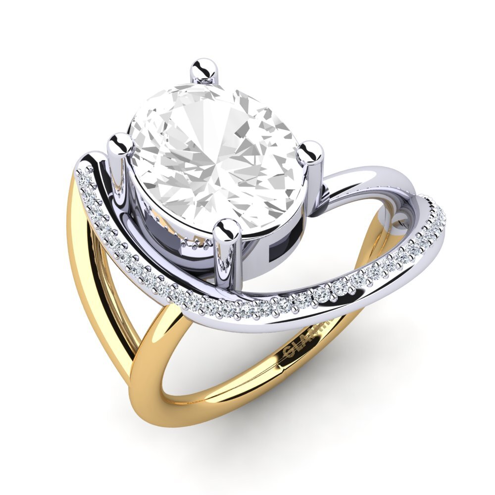 14K White & Yellow Gold White Topaz Engagement Ring Mandria