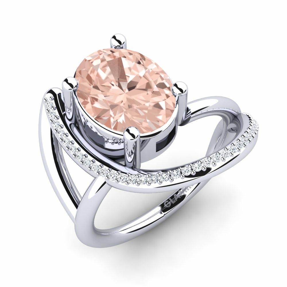 Exclusive Morganite White Silver Engagement Ring Mandria