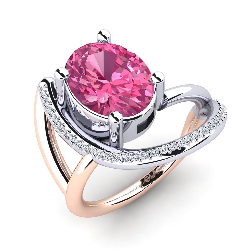 14ct White & Rose Gold Pink Tourmaline Engagement Ring Mandria