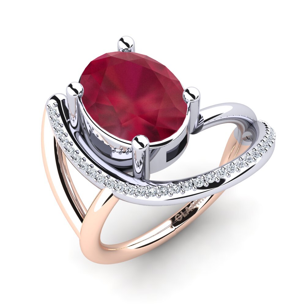 14ct White & Rose Gold Ruby Engagement Ring Mandria