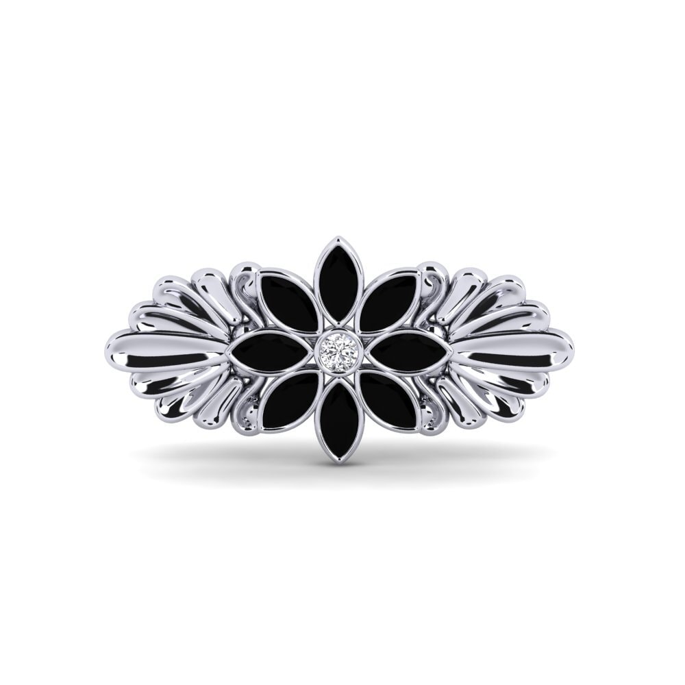 950 Platinum Black Diamond Brooch Manette