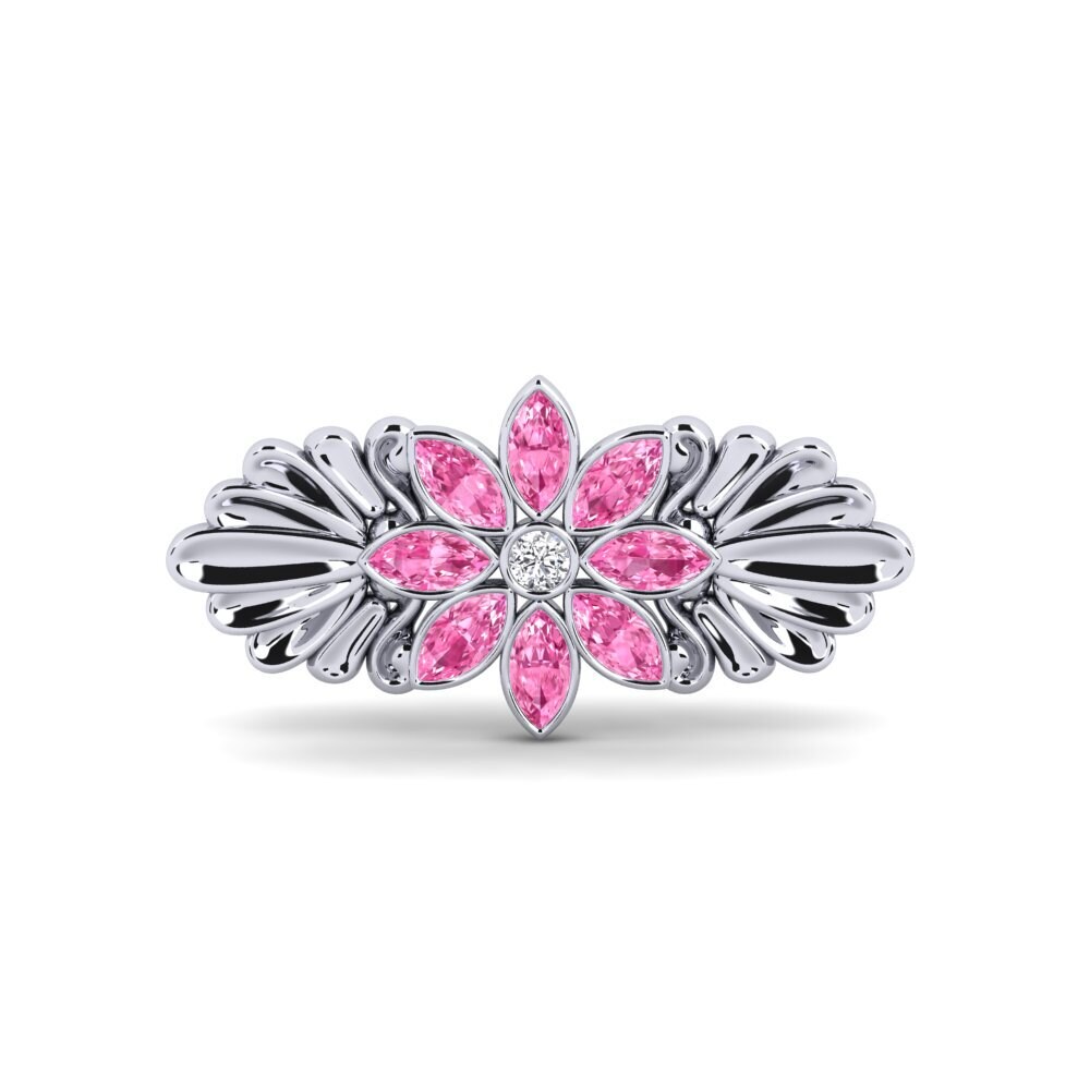 Platino Zafiro Rosado Broche Manette