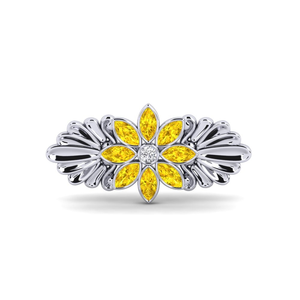950 Palladium Yellow Sapphire Brooch Manette