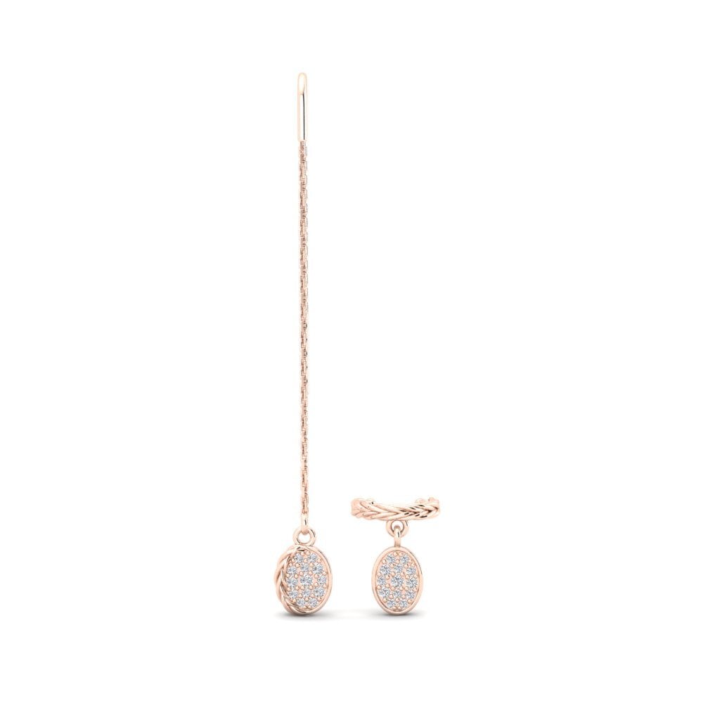 14k Oro Rosa Diamante cultivado en laboratorio Pendiente de mujer Manifold - SET