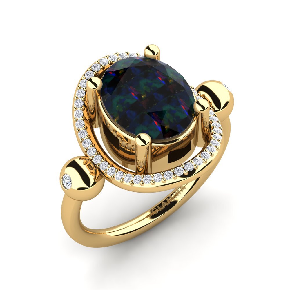 Bague Or 750 Millièmes 2 Grammes - Taille 49, Ovale, Pierre Noire, Ajourée