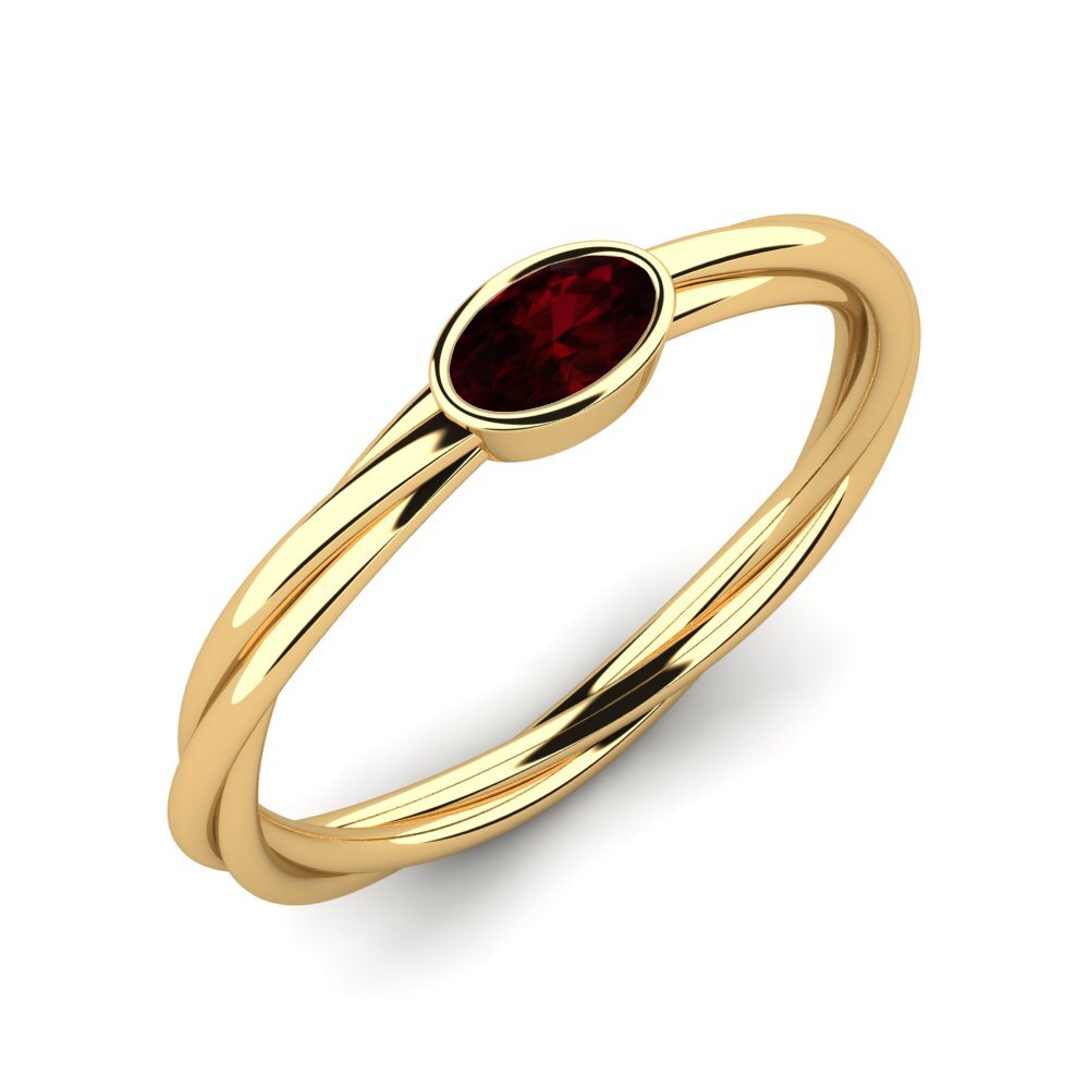 14K Yellow Gold Garnet Engagement Ring Manque