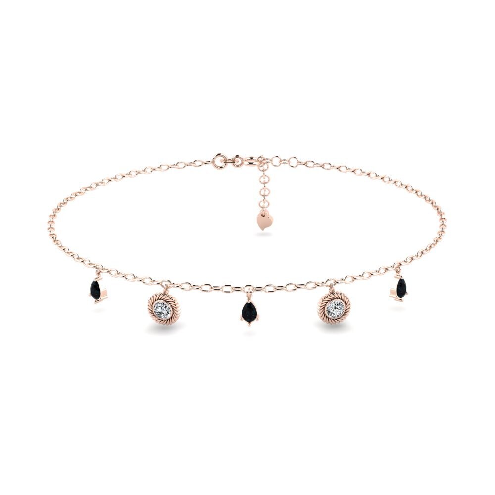 9ct Rose Gold Black Opal Women's Anklet Mantas