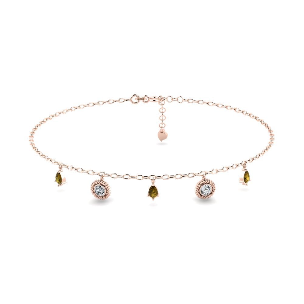 9ct Rose Gold Brown Zircon Women's Anklet Mantas