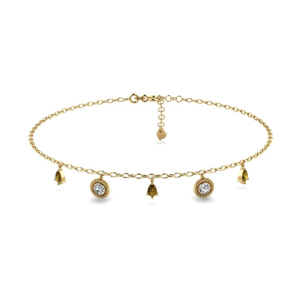 14ct Yellow Gold Brown Zircon Women's Anklet Mantas