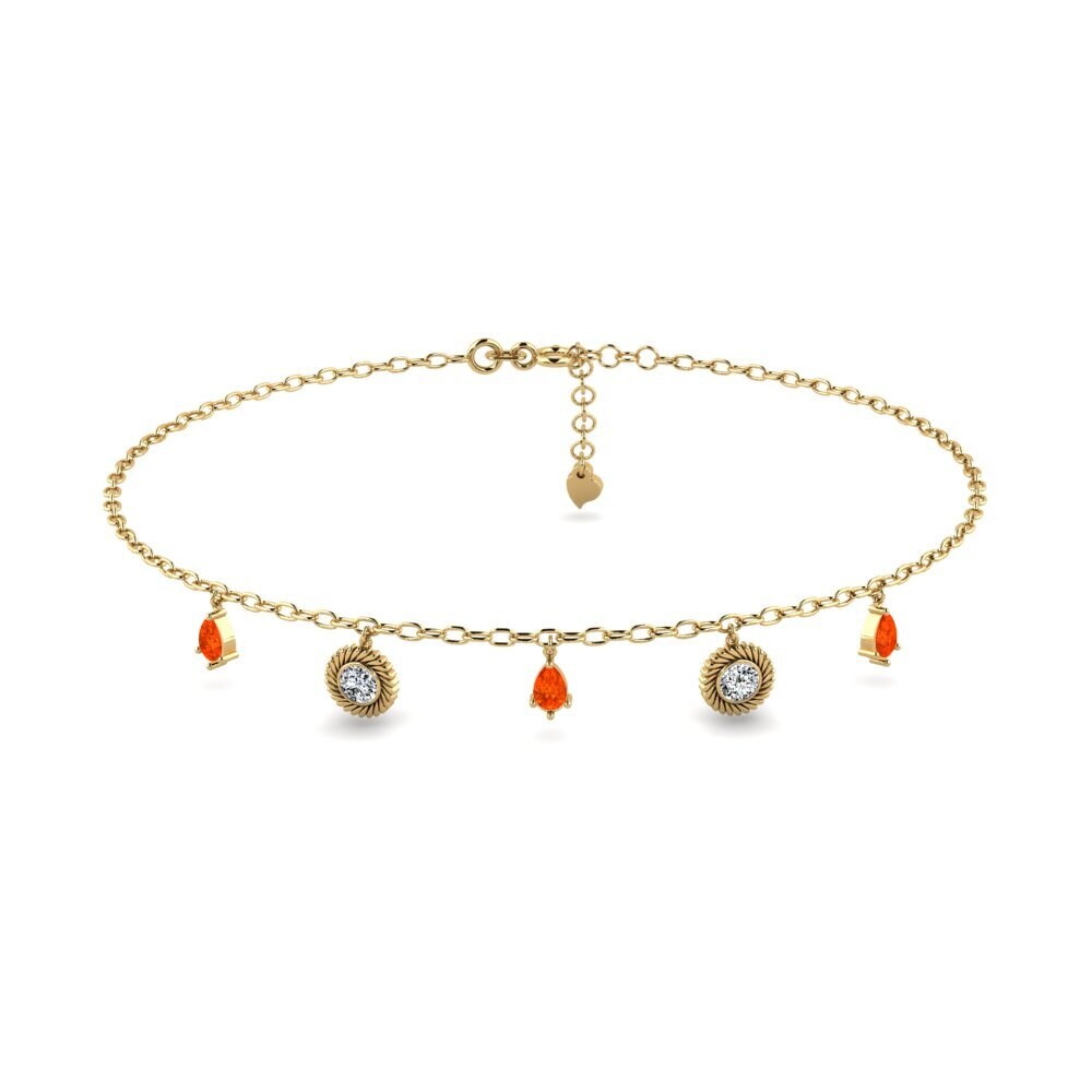14ct Yellow Gold Fire Opal Women's Anklet Mantas