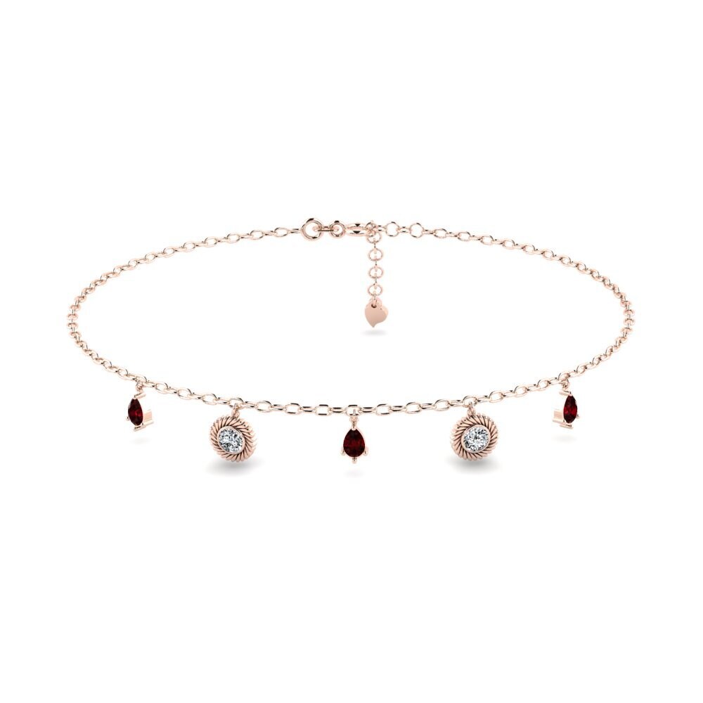 9ct Rose Gold Garnet Women's Anklet Mantas