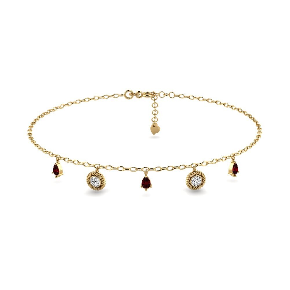 14k Oro Amarillo Granate Tobillera de mujer Mantas